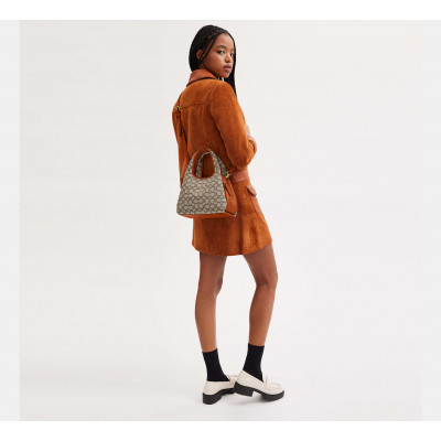 Lana Shoulder Bag 23 In Signature Jacquard - Brass/Cocoa Burnished Amb