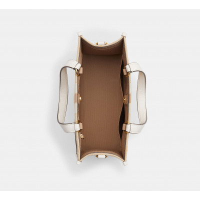 Dempsey Carryall Bag In Signature Jacquard With Stripe And Coach Patch - Gold/Light Khaki Chalk