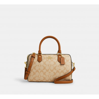 Rowan Satchel Bag In Blocked Signature Canvas - Im/Light Khaki/Khaki Multi
