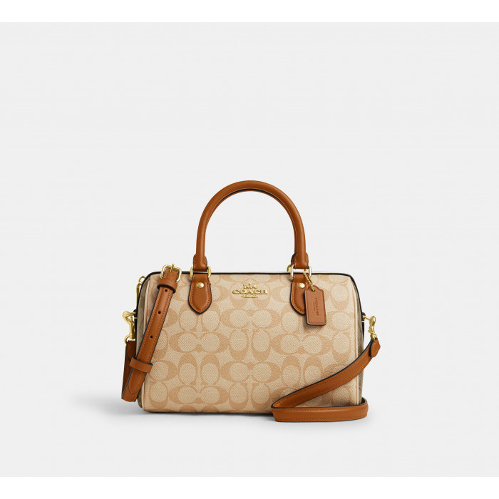 Rowan Satchel Bag In Blocked Signature Canvas - Im/Light Khaki/Khaki Multi