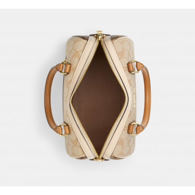 Rowan Satchel Bag In Blocked Signature Canvas - Im/Light Khaki/Khaki Multi
