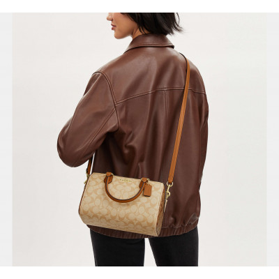 Rowan Satchel Bag In Blocked Signature Canvas - Im/Light Khaki/Khaki Multi